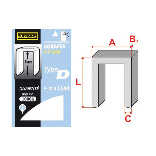 Agrafes T50 - Type D 12 mm 5000 p. - OUTIFRANCE 