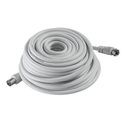Câble TV / SAT / TNT 5m - Fiche coaxiale 9,52mm + fiche vissante type F - OUTIFRANCE