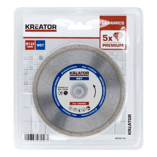 Disque diamant carrelage, faïence - Alésage 22,2 mm 1 disque 125 mm 2,0 mm - Kreator