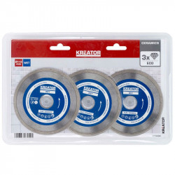 Disque diamant carrelage, faïence - Alésage 22,2 mm 3 disques 115 mm 1,9 mm - Kreator