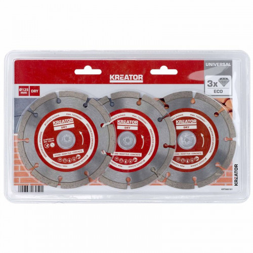 Disque diamant maçonnerie - promo - Alésage 22,2 mm 3 disques 125 mm 2,0 mm - Kreator