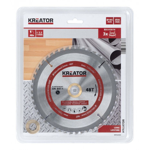 1 lame de scie circulaire 185 mm 2,2 mm 48 dents - alésage 30 mm - Kreator