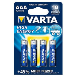 Carte de 4 piles HIGH ENERGY - 1,5 V LR3 / AAA - VARTA