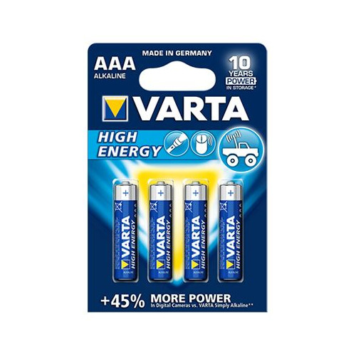 Carte de 4 piles HIGH ENERGY - 1,5 V LR3 / AAA - VARTA