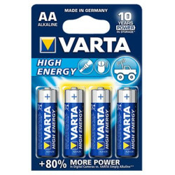 Carte de 4 piles HIGH ENERGY - 1,5 V LR6 / AA - VARTA