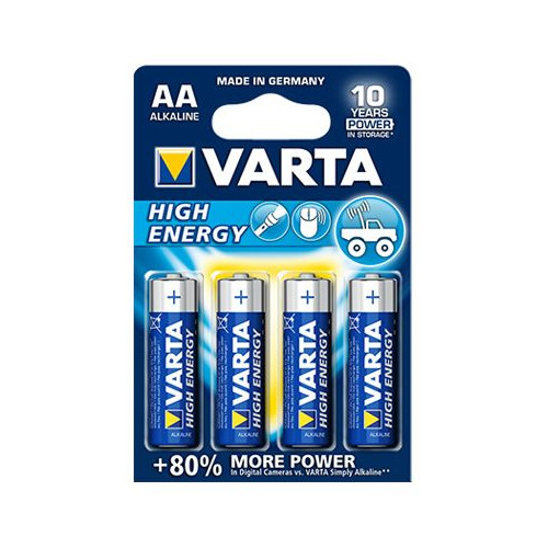 Carte de 4 piles HIGH ENERGY - 1,5 V LR6 / AA - VARTA