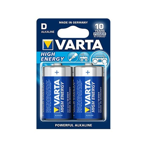 Carte de 2 piles HIGH ENERGY - 1,5 V LR20 / D - VARTA