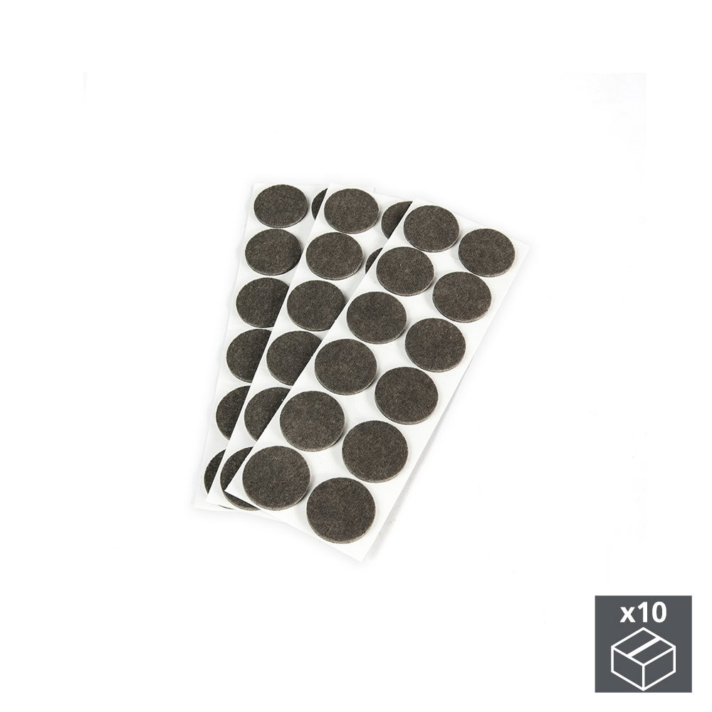 Lot de 10 sachets de 36 patins en feutre adhésifs circulaires de D. 40 mm