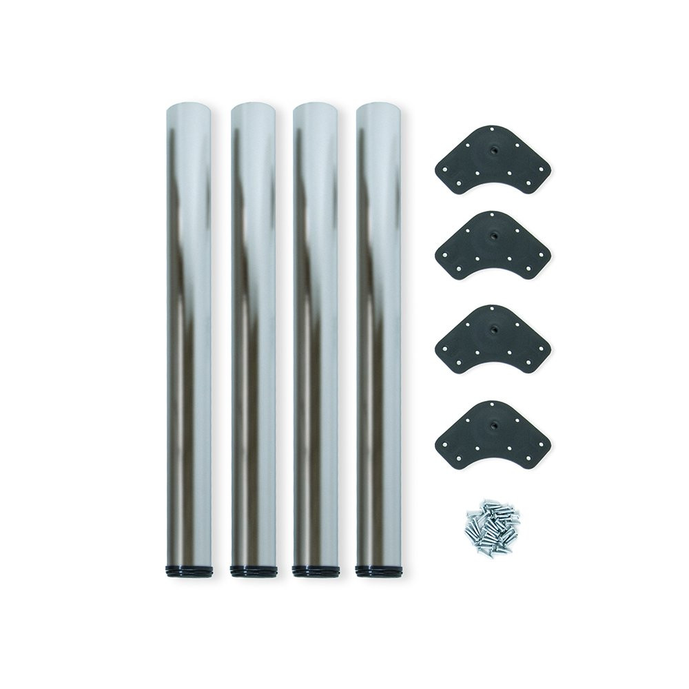 Emuca Kit de 4 pieds réglables pour table D. 60 x 710 mm en acier peint nickel satiné
