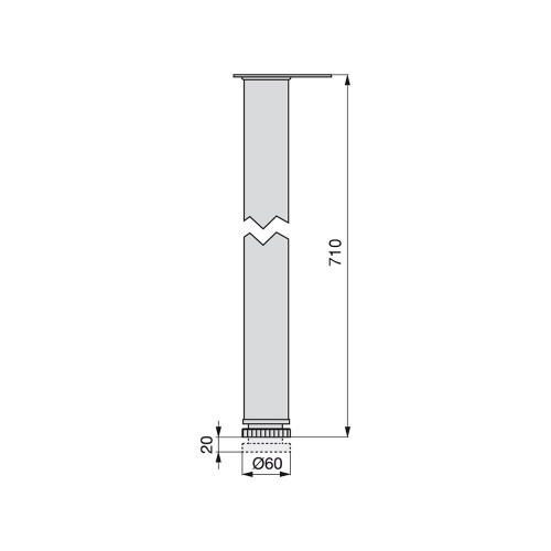 Kit de 4 pieds réglables pour table D. 60 x 710 mm en acier peint nickel satiné - EMUCA