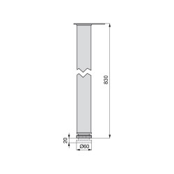 Kit de 4 pieds réglables pour table D. 60 x 830 mm en acier peint aluminium - EMUCA