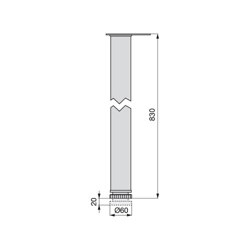 Kit de 4 pieds réglables pour table D. 60 x 830 mm en acier peint nickel satiné - EMUCA