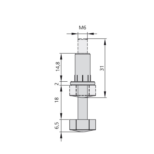 Lot de 20 Vérins hexagonale M6 pour pied de meuble pour pied  avec écrou - EMUCA