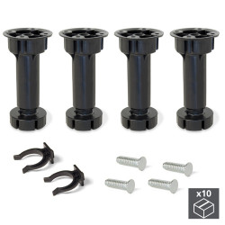 Lot de 10 kits de 4 pieds Bone réglables H150 mm en plastique noir de marque EMUCA, référence: B4858300