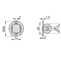 Lot de 20 Roulettes auxiliaire à galet pour meubles D. 13 mm - EMUCA