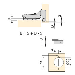 Lot de 20 charnières coudées pour montage en applique X91 avec fermeture amortieet embases avec réglage excentrique à visser - EMUCA