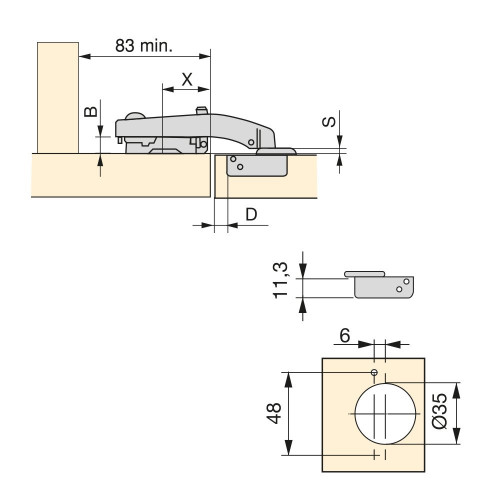 Lot de 10 charnières courbées 90º X91 avec fermeture amortie et embases Eurovis avec réglage excentrique - EMUCA