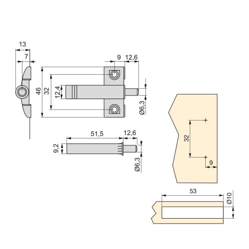 Lot de 10 pistons amortisseurs pour portes Minidamp2 - EMUCA