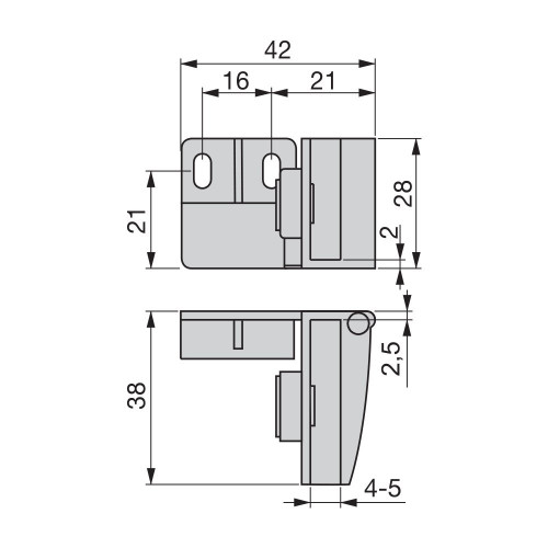 Lot de 2 charnières pour portes rentrantes en verre finition chromée - EMUCA