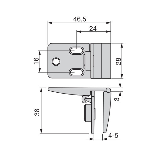 Lot de 2 charnières pour portes en verre intérieures central finition chromée - EMUCA