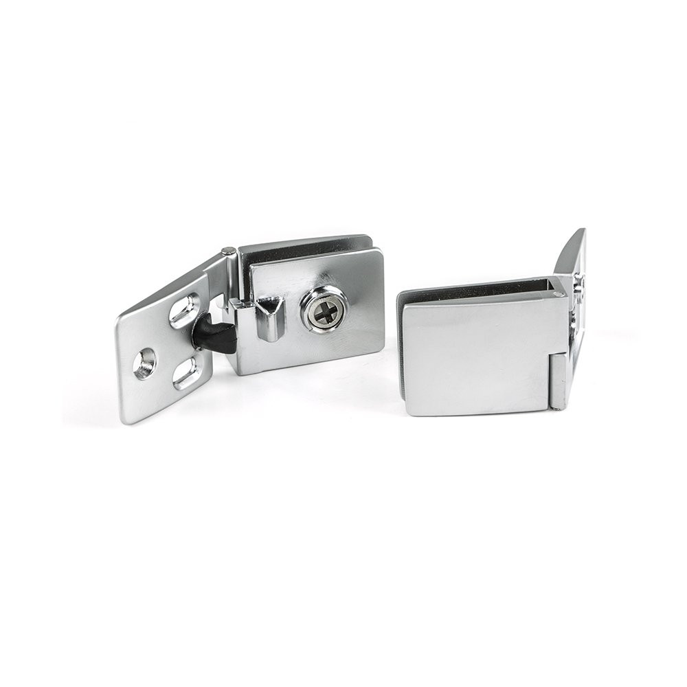 Lot de 2 charnières pour portes en verre intérieures central finition chromé mat