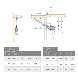 Compas NSDX pour portes relevables force 20 - 70 Kg x cm - EMUCA