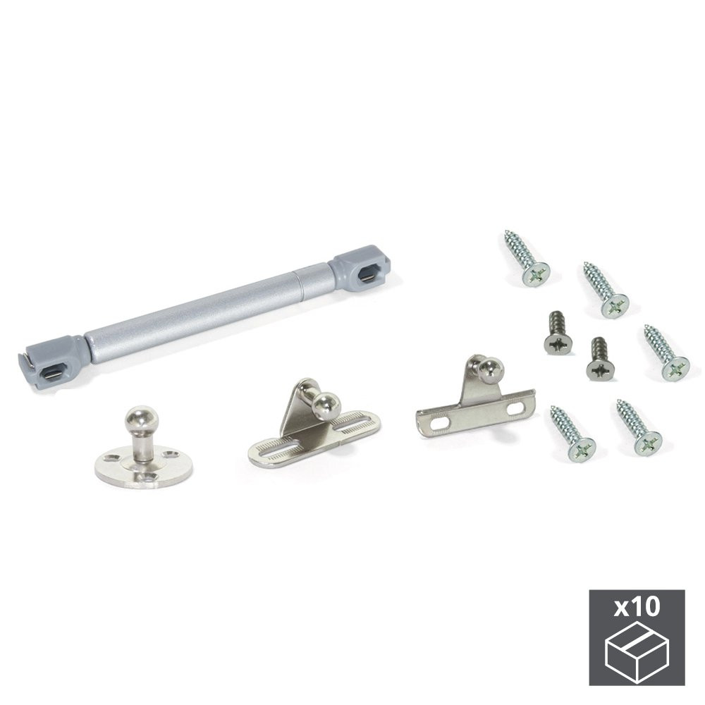 Lot de 10 pistons pour portes à battant pour meubles force 12 kg et course 100 mm