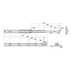 Paire de coulisses à billes pour tiroir à sortie totale 45 mm x L 600 mm - EMUCA
