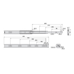 Paire de coulisses à billes pour tiroir à sortie totale 45 mm x L 650 mm - EMUCA