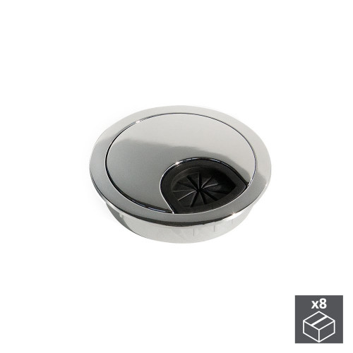 Lot de 8 passe-câbles Circum D. 60 mm à encastrer en zamak finition chromé - EMUCA