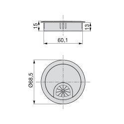 Lot de 8 passe-câbles Circum D. 60 mm à encastrer en zamak finition chromé - EMUCA