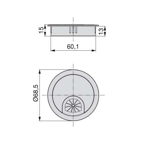 Lot de 8 passe-câbles Circum D. 60 mm à encastrer en zamak finition chromé - EMUCA