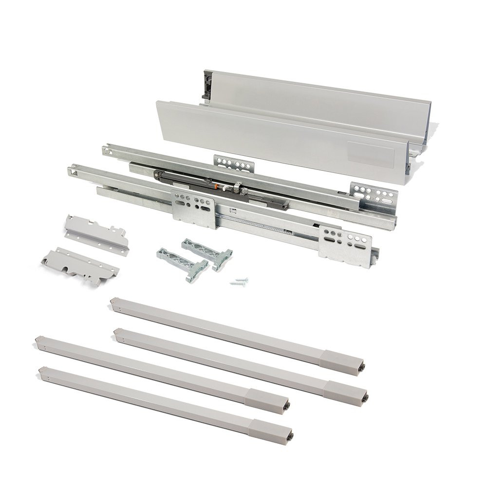 Kit de tiroir extérieur Vantage-Q hauteur 204 mm et profondeur 450 mm avec tringles finition gris mé