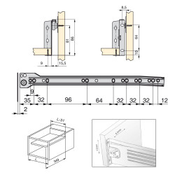 Lot de 10 kits de tiroir Ultrabox hauteur 86 mm et profondeur 350 mm finition gris métallisé - EMUCA