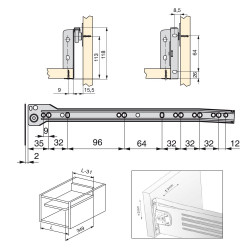 Lot de 10 kits de tiroir Ultrabox hauteur 118 mm et profondeur 350 mm finition gris métallisé - EMUCA