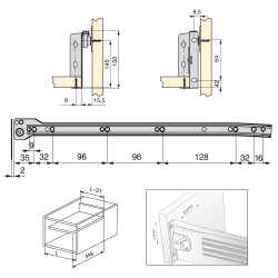 Kit de tiroir Ultrabox hauteur 150 mm et profondeur 450 mm finition gris métallisé - EMUCA