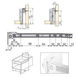Lot de 10 kits de tiroir Ultrabox hauteur 150 mm et profondeur 350 mm finition gris métallisé - EMUCA