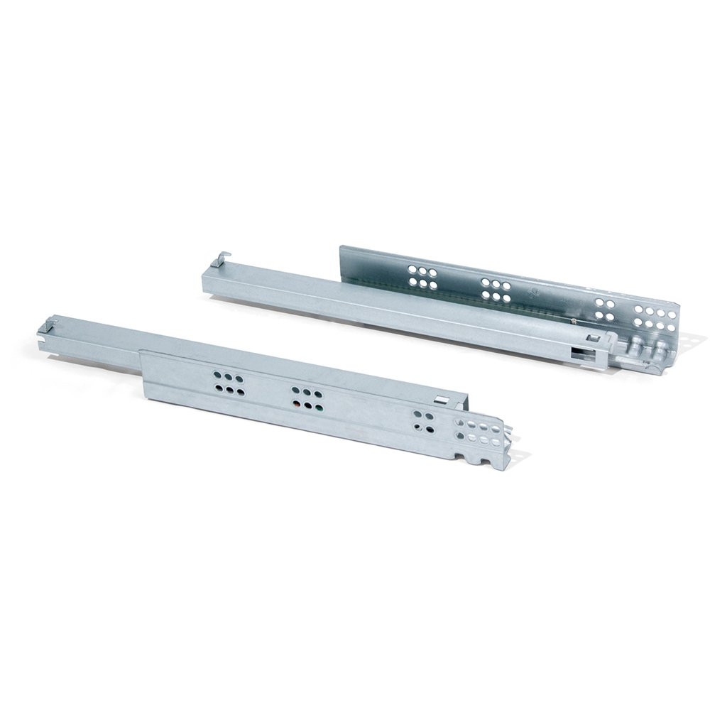 Paire de coulisses invisibles Slippe à sortie totale et fermeture amortie pour tiroir profondeur 440