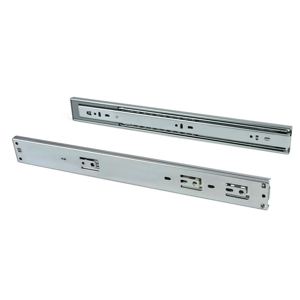 Paire de coulisses à billes pour tiroir à sortie totale 45 mm x L 450 mm avec fermeture amortie