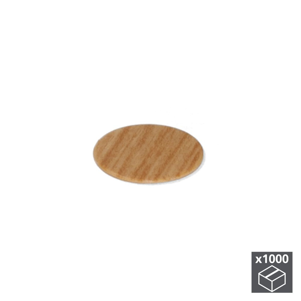 Lot de 1.000 pastilles adhésives D. 13 mm en finition effet chêne