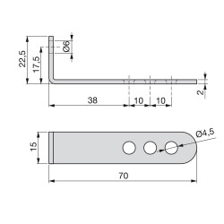Lots de 50 équerres d'assemblage 70 x 22,5 mm à 4 trous - EMUCA