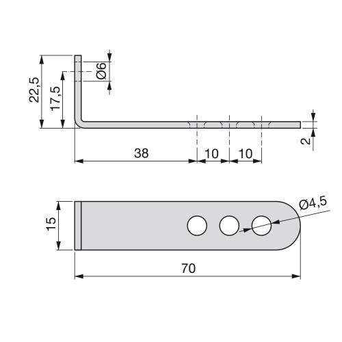 Lots de 50 équerres d'assemblage 70 x 22,5 mm à 4 trous - EMUCA