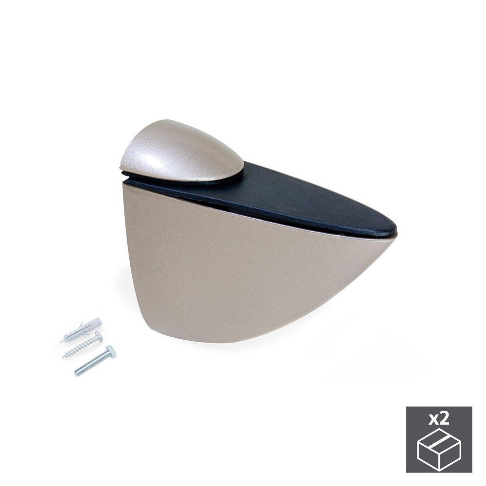 Lot de 2 supports Azor pour étagère en bois ou en verre finition nickelé peint mat