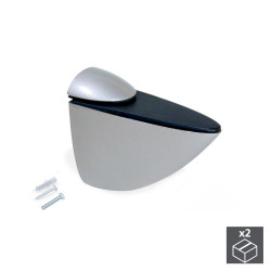 Lot de 2 supports Azor pour étagère en bois ou en verre finition gris métallisé de marque EMUCA, référence: B4891700