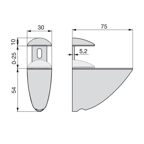 Lot de 2 supports Azor pour étagère en bois ou en verre finition gris métallisé - EMUCA