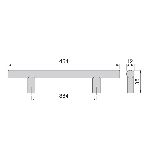 Poignée pour meuble Orlando D. 12 mm en acier finition nickel satiné avec entraxe 384 mm - EMUCA