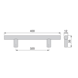 Poignée pour meuble Orlando D. 12 mm en acier finition nickel satiné avec entraxe 320 mm - EMUCA