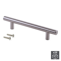 Lot de 10 poignées Orlando D. 12 mm en acier finition nickel satiné avec entraxe 448 mm de marque EMUCA, référence: B4898600
