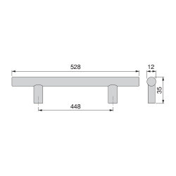 Lot de 10 poignées Orlando D. 12 mm en acier finition nickel satiné avec entraxe 448 mm - EMUCA