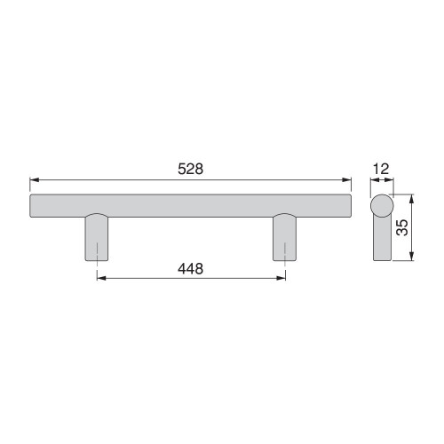 Lot de 10 poignées Orlando D. 12 mm en acier finition nickel satiné avec entraxe 448 mm - EMUCA